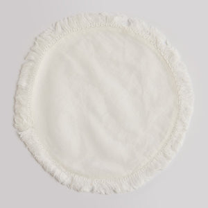 White Linen Fringe Placemat