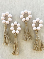 Load image into Gallery viewer, Wood Bead Tassel Napkin Ring, Pink, set of 4
