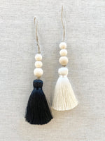 Load image into Gallery viewer, Black and Ivory Silk Tassels
