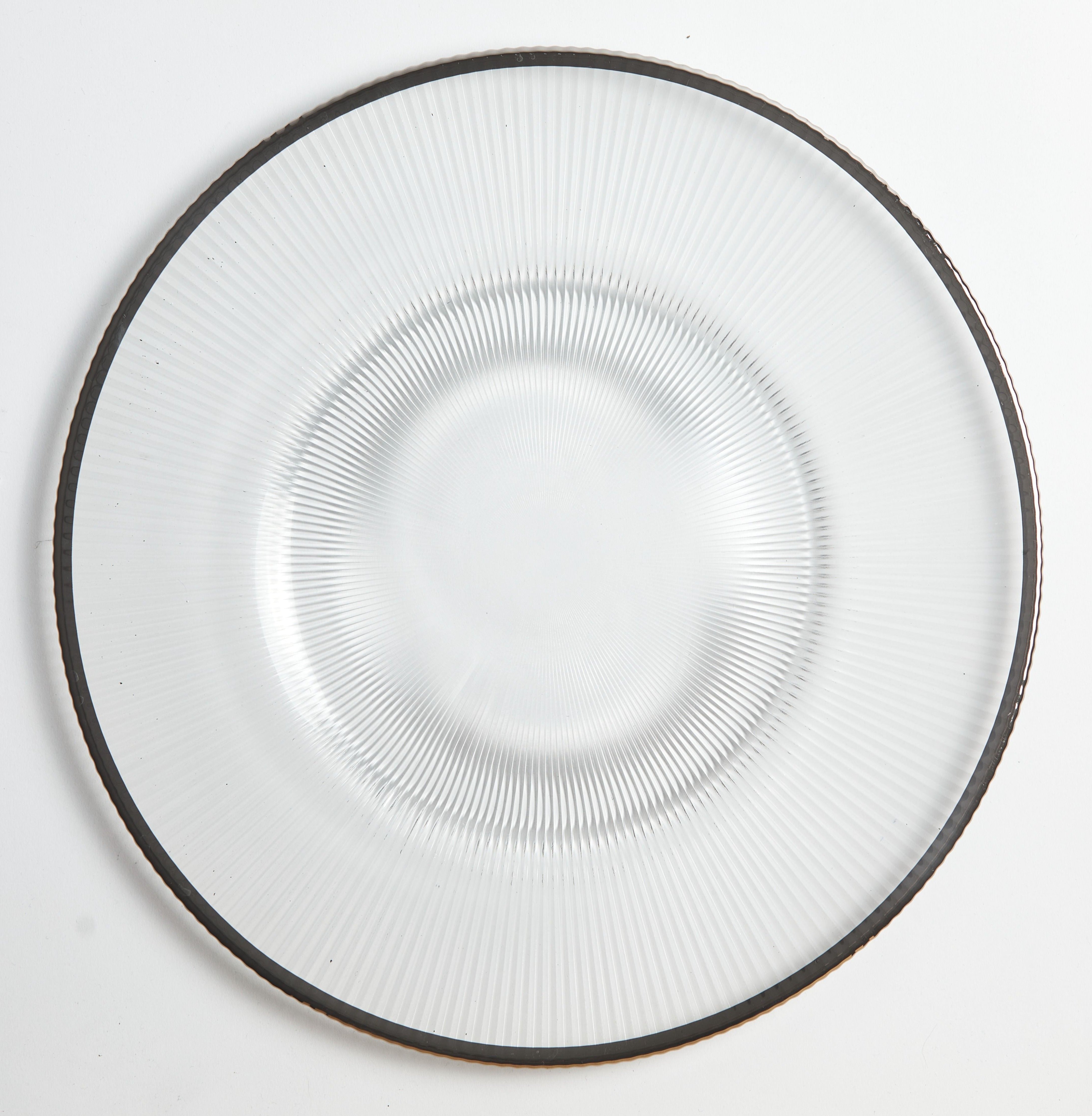 Silver Ribbed Glass Charger