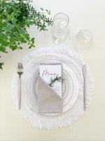 Load image into Gallery viewer, White Linen Fringe Placemat
