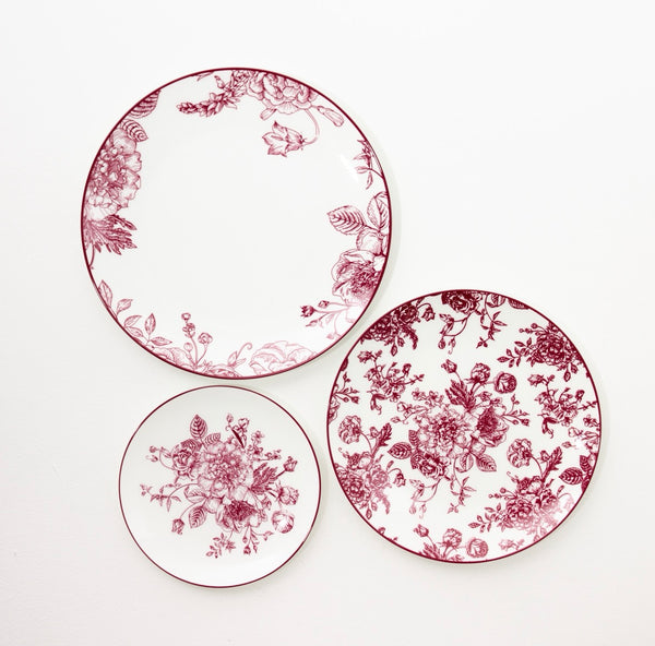Dish Pattern Toile Burgundy Toile Dinnerware – Soirée8
