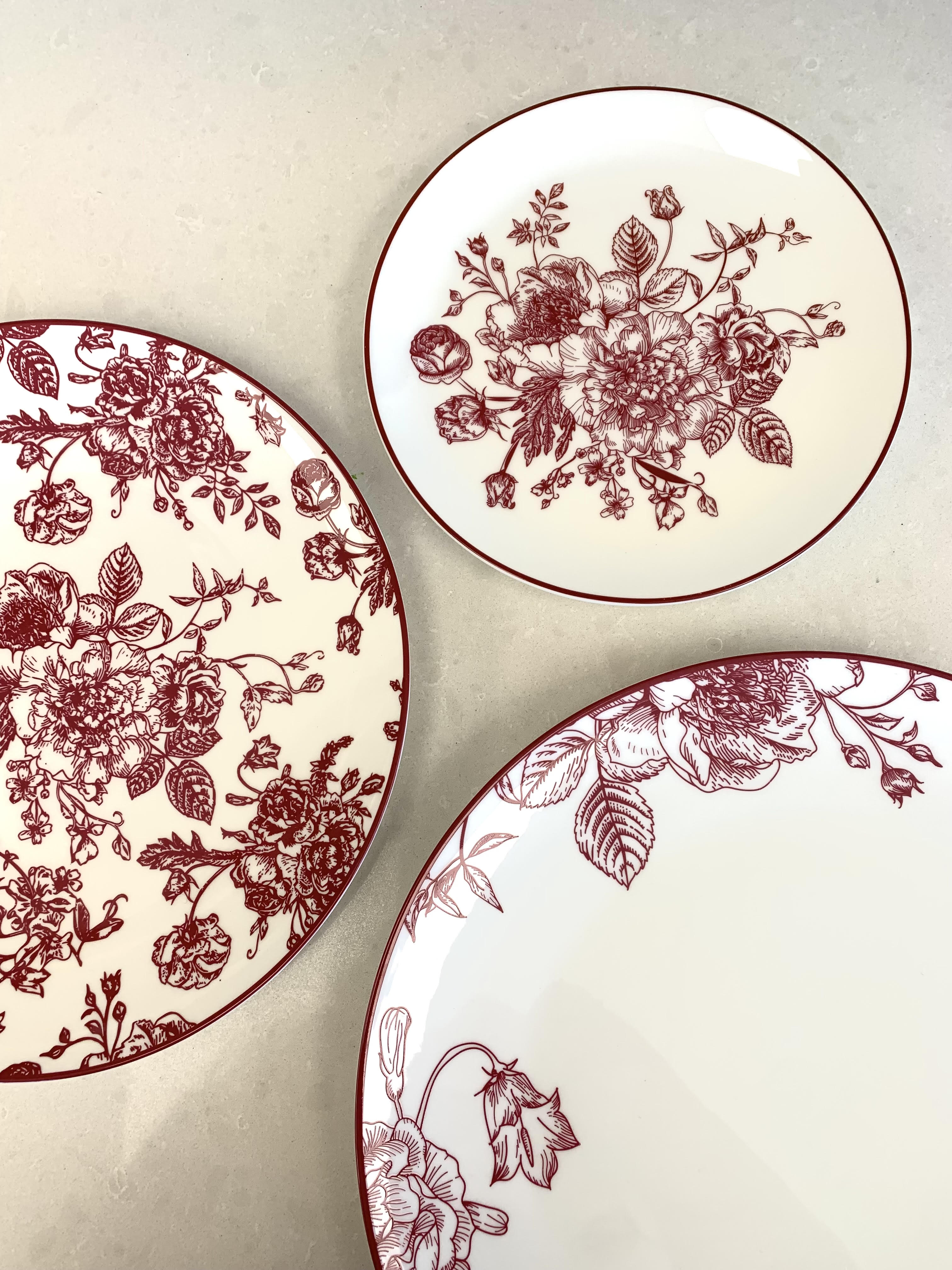 Burgundy Toile Charger