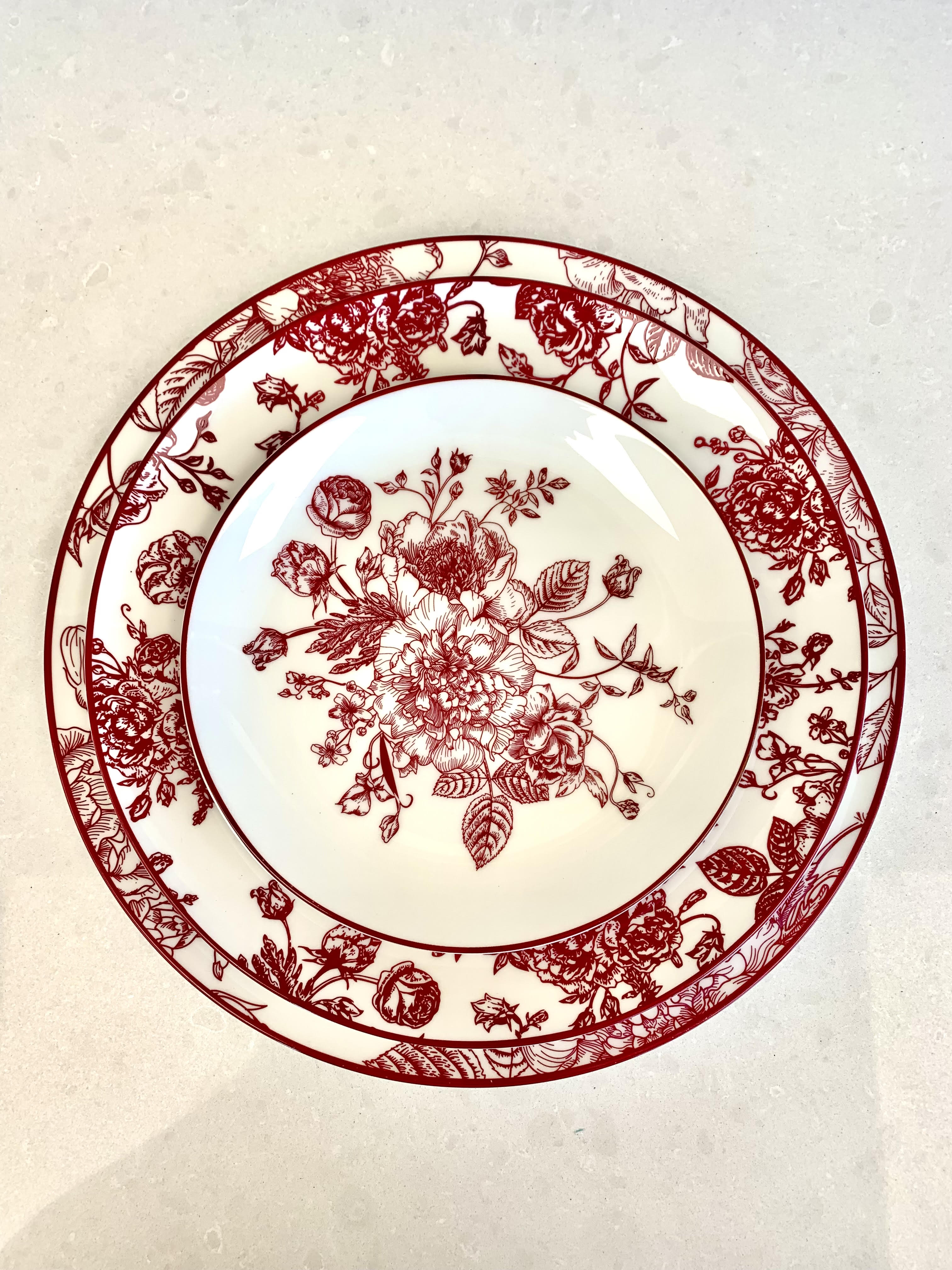 Burgundy Toile Charger