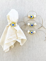 Load image into Gallery viewer, Glass Evil Eye Napkin Rings, set of 4
