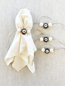 Glass Evil Eye Napkin Rings, set of 4