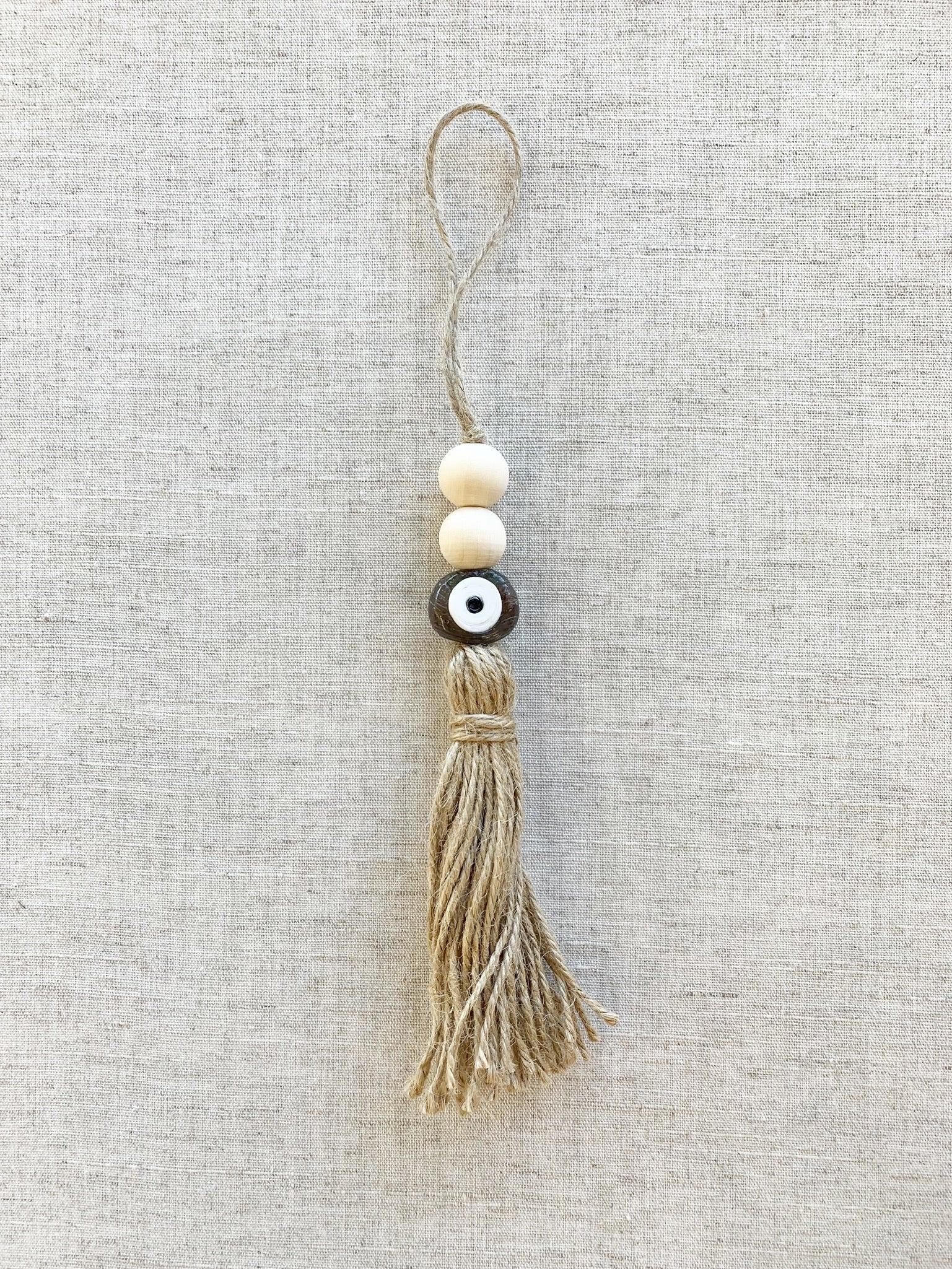 Large Evil Eye Wood Bead Tassel