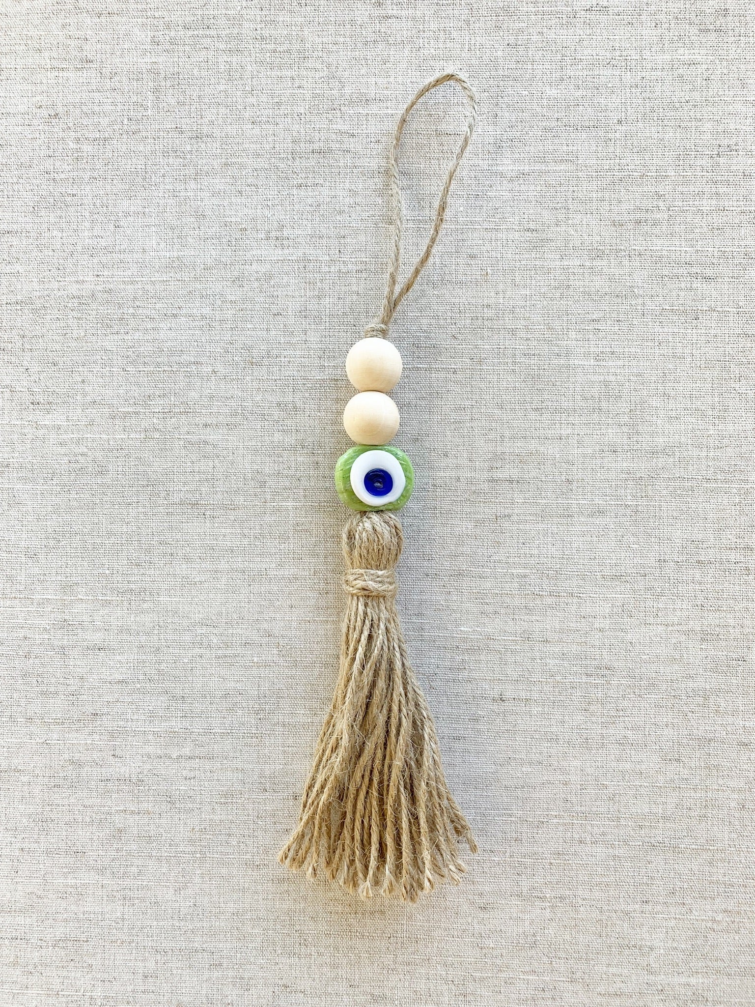 Large Evil Eye Wood Bead Tassel