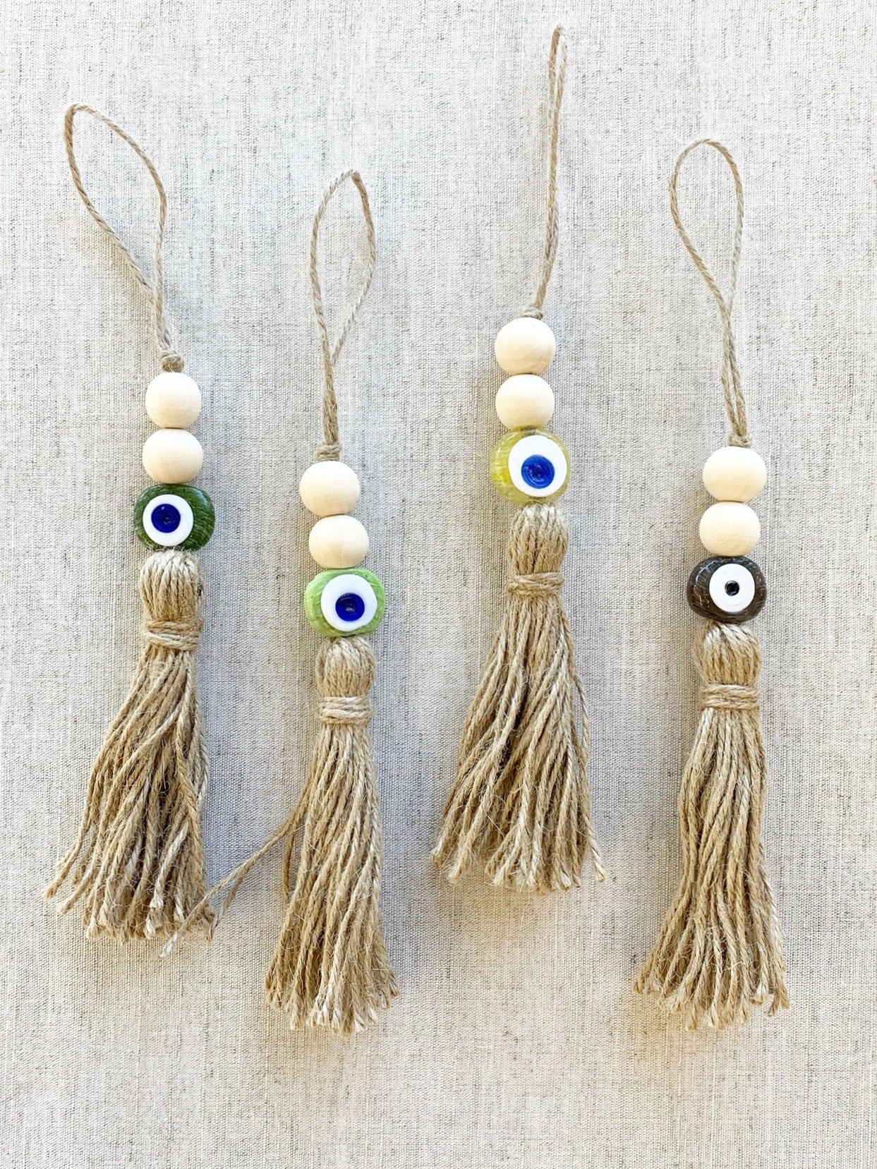 Large Evil Eye Wood Bead Tassel