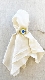 Load image into Gallery viewer, Glass Evil Eye Napkin Rings, set of 4
