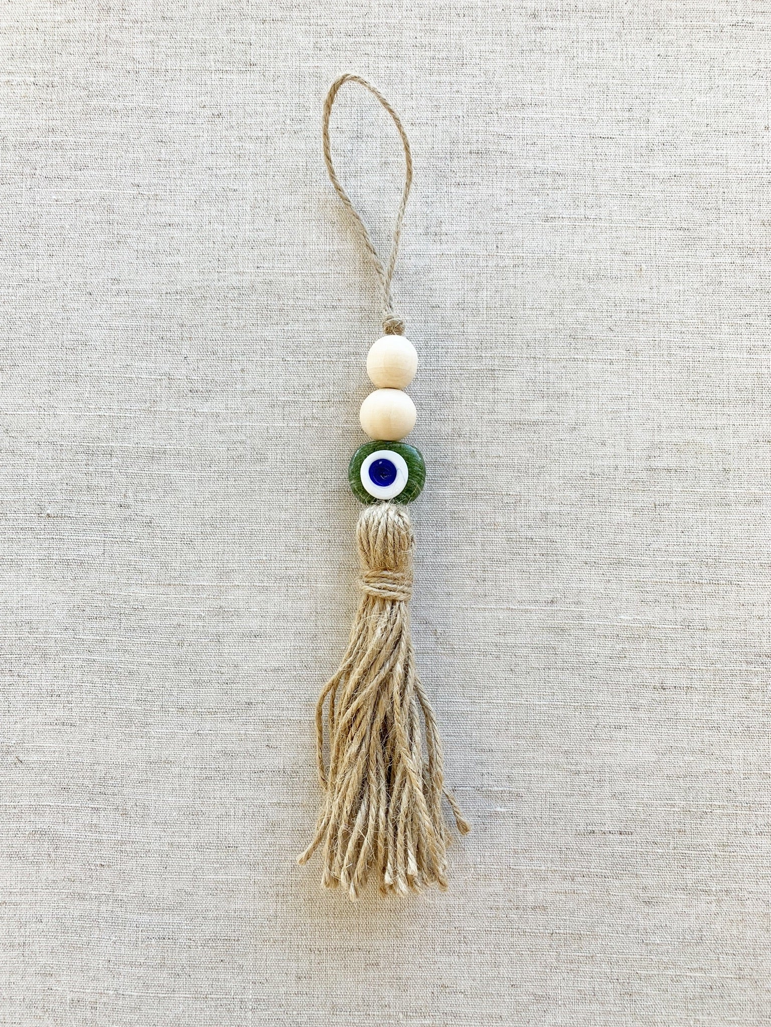 Large Evil Eye Wood Bead Tassel