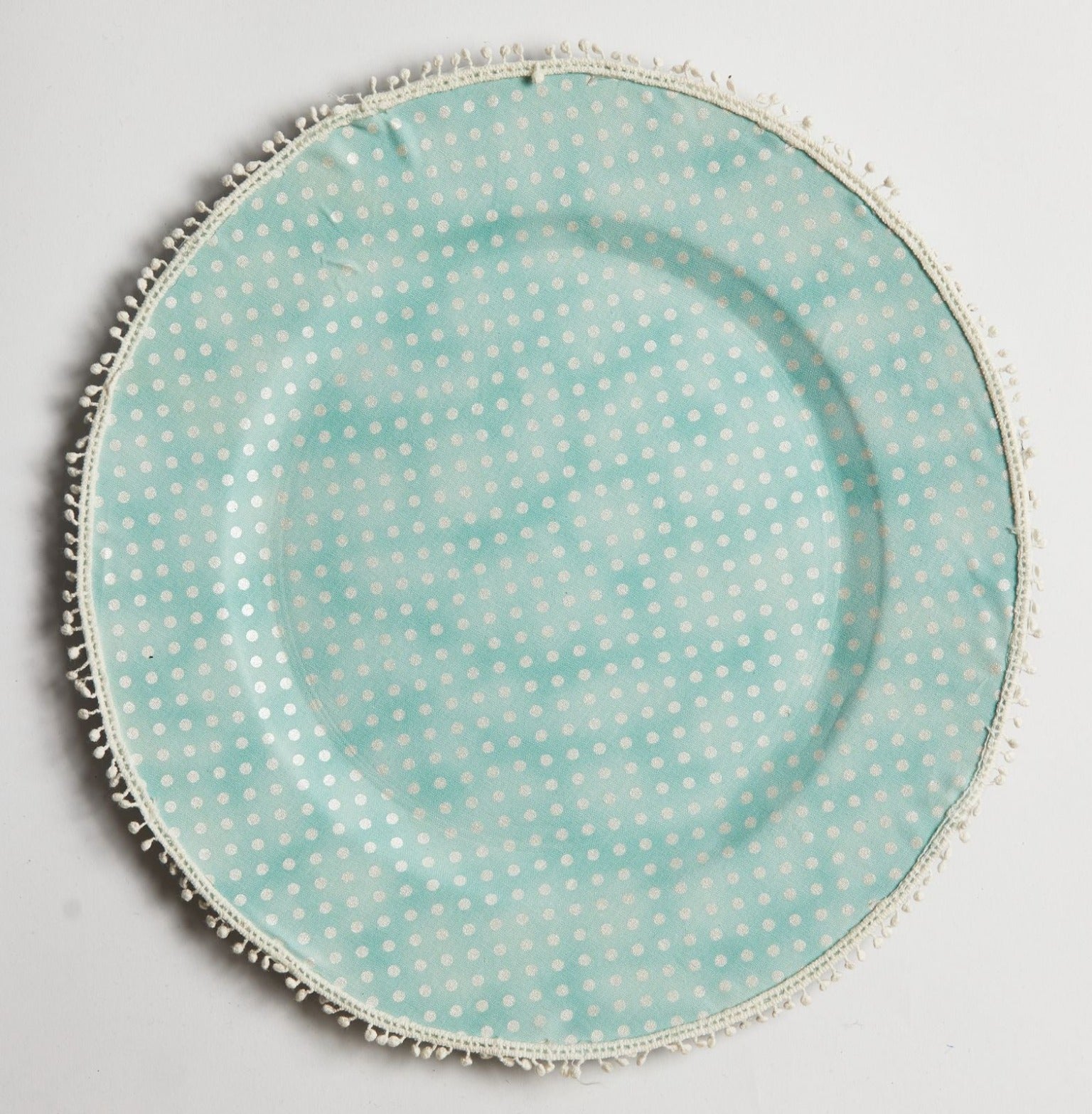 Dotted Teal Fabric Charger