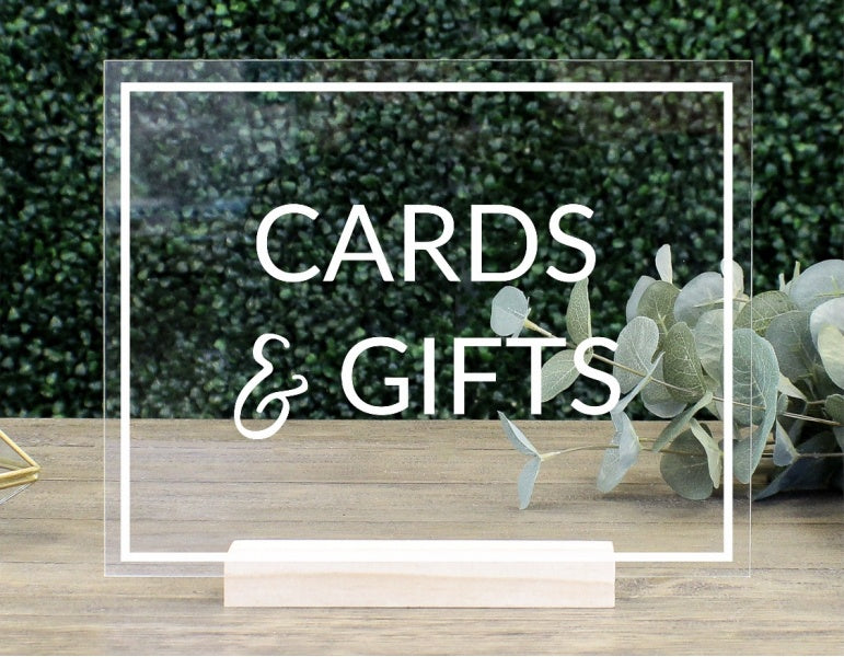 Acrylic 'Cards and Gifts' Sign