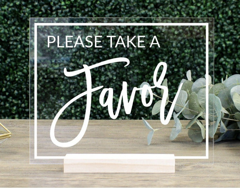 Acrylic 'Party Favors' Sign